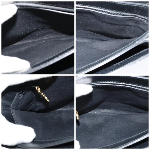 GUCCI Web Sherry Line Shoulder Bag Leather Black Gold - Picture 13 of 14